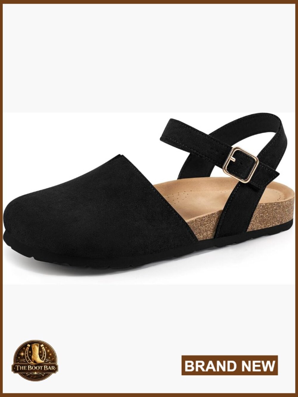 Closed Toe Sandals with Cork Footbed - Comfortable Flat Shoes